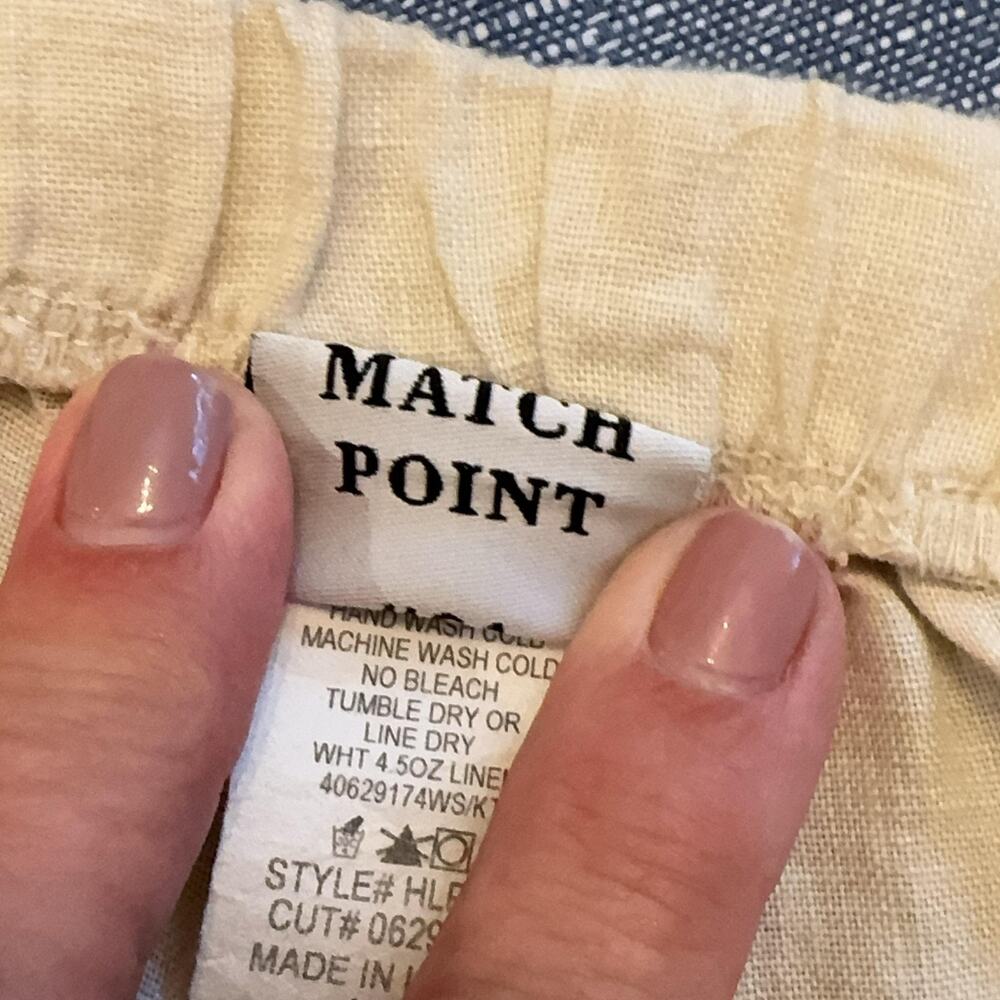 Match Point Pants Sz XL Beige Linen Harem Lagenlook Pockets USA Boho Casual - Picture 5 of 10
